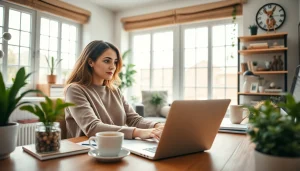 Engaging lifestyle scene highlighting a UK Lifestyle Blog in a cozy home office atmosphere.