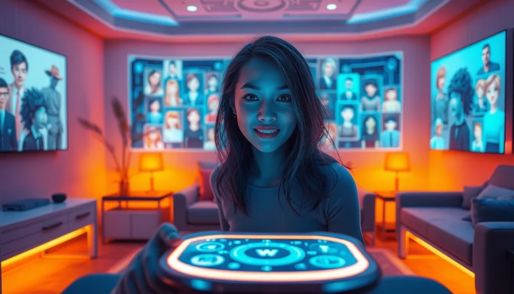 Engaging with a high-tech NSFW AI interface in a cozy room setting.