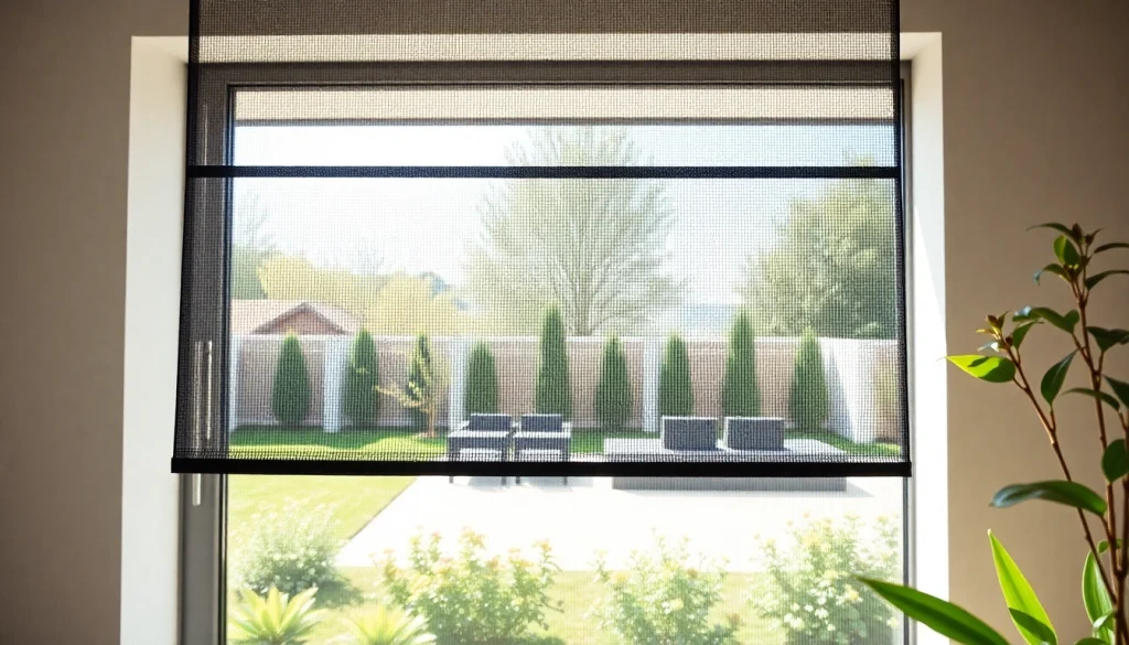 Zanzariere installate in una casa moderna con un giardino soleggiato sullo sfondo.