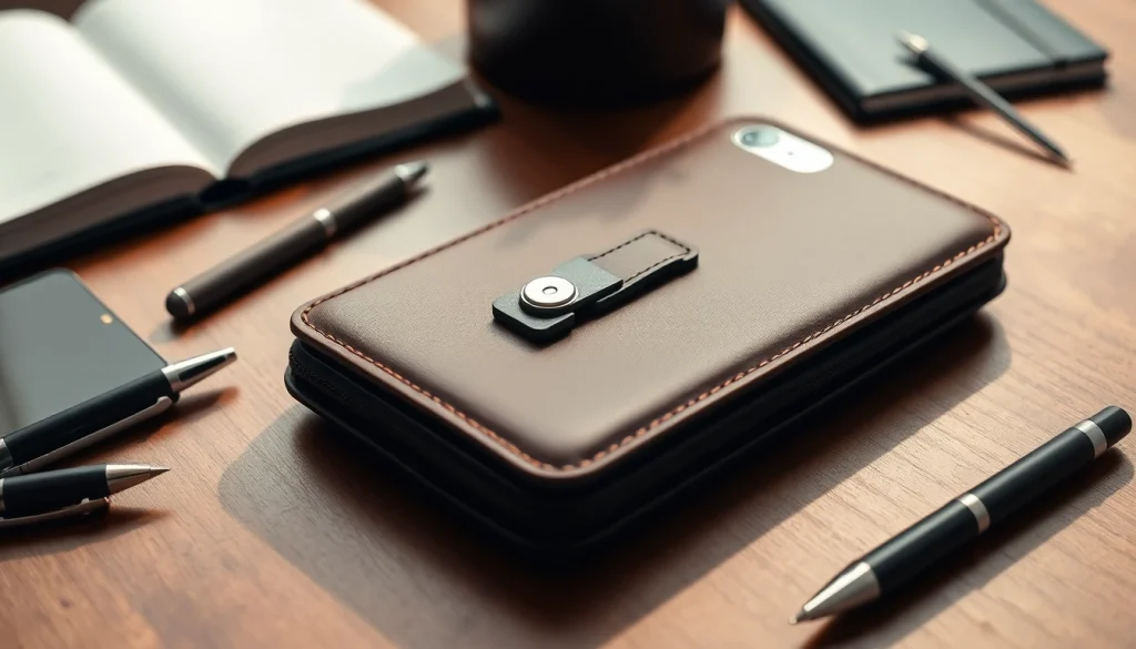 Präsentation von Handy Tasche abschließbar mit einem eleganten Design und einzigartiger Verriegelungsfunktion.