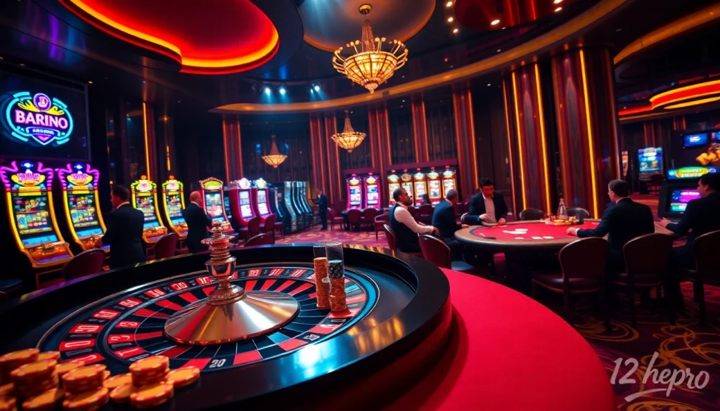 A lively casino scene featuring a roulette wheel and poker chips, highlighting 123heropro's excitement.